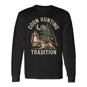 Camiseta de manga larga Coon Hunting Tradition para cazadores en la noche al aire libre - Product Image 1