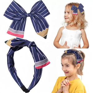 Bandeau de rentrée scolaire, joli nœud crayon, bandeau à pois, serre-tête pour la première journée d'école, accessoires pour cheveux pour filles et étudiantes - Product Image 3