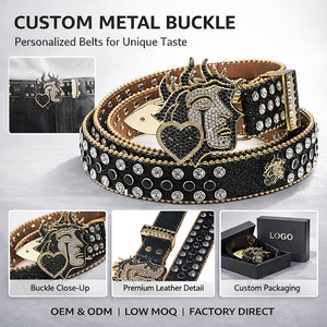 Cinturón de Lujo con Incrustaciones de Diamantes de Imitación en Forma de Corazón de Medusa, Hebilla de Aleación de Zinc con Pedrería, para Hombre, Accesorios de Moda Hip Hop - Product Image 1