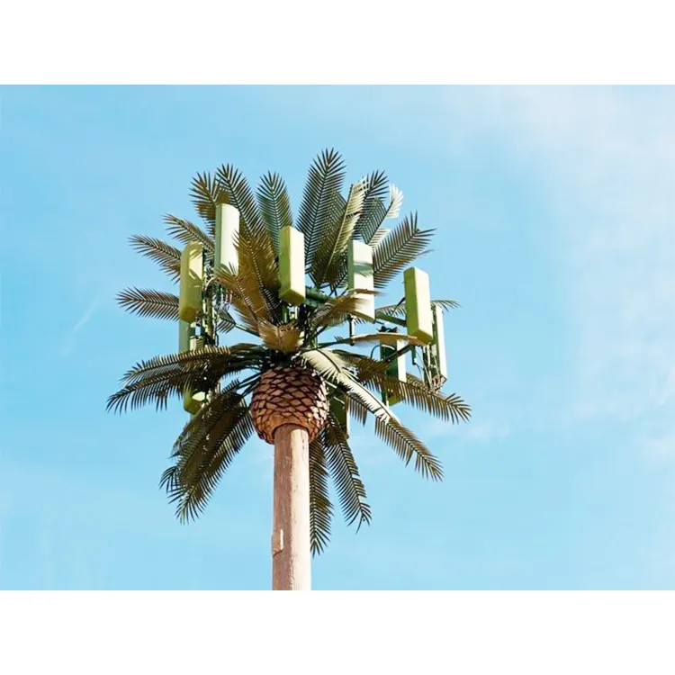 Torre da antena monopola de aço da palmeira, camuflada biônica da palmeira