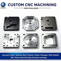 Plaque de base de robot personnalisée en alliage d'aluminium 6061-T6, usinée et percée, avec découpe pour câblage central, pour stations robotisées de préhension et de placement