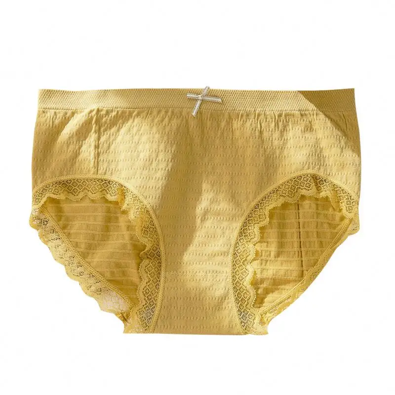 Wholesale seamless middle waist ladies sexy panties lace edge cotton crotch lift buttock female comfort underpants