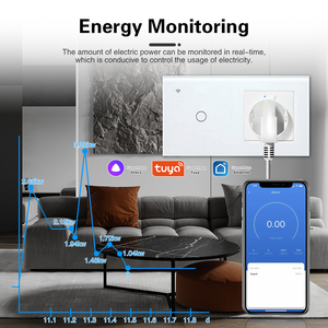 Interrupteur intelligent WiFi LangYeao et <span class=keywords><strong>prise</strong></span> EU type C USB 16A avec surveillance de la consommation d'énergie, panneau en verre trempé, compatible avec <span class=keywords><strong>Tuya</strong></span> Alexa Google Home - Product Image 4