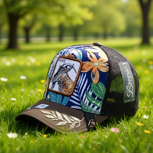 Cappello Trucker Bonnie con Ricamo Animale, Regolabile, in Rete, a 6 Pannelli, Casual, Unisex, Primavera-Estate - Product Image 2