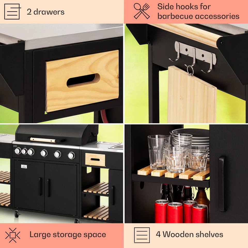Portable Outdoor Kitchen Island - 5 Burner Gas Grill