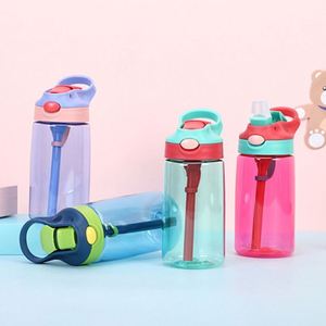 Bouteille d'eau en plastique transparent sans BPA de 500 ml avec paille, mignonne et géante, idéale pour l'école et les enfants, compatible eau bouillante - Product Image 4