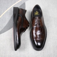 Chaussures Derby en cuir gaufré crocodile de haute qualité pour hommes, semelle épaisse, chaussures de cérémonie pour mariage, chaussures de bureau