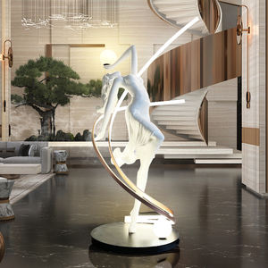 Lámpara de Pie LED E27 con Escultura de Arte Humanoide Moderna, Cristal Blanco Grande para Vestíbulo de Hotel o Sala de Estar - Product Image 3