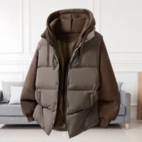 Veste en duvet pour homme personnalisée, chaude et coupe-vent, veste décontractée imperméable à capuche pour l'hiver, veste ample de grande taille