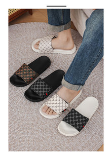 Unisex Man Woman Breathe Hook and Loop PU Leather <b>Slide</b> Sandal Upper EVA Thick Sole Anti <b>slip</b> Indoor Home <b>Slide</b> Sandals - Product Image 4