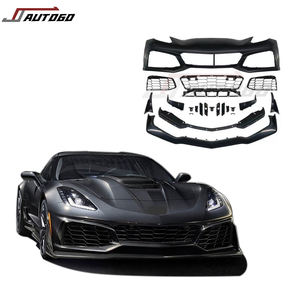 Kit de carrosserie de conversion de modification automatique pour <span class=keywords><strong>Corvette</strong></span> C7 <span class=keywords><strong>2014</strong></span> 2015 2016 2017 2018 2019 Mise à niveau vers l'assemblage de lèvre de pare-chocs avant ZR1 - Product Image 1