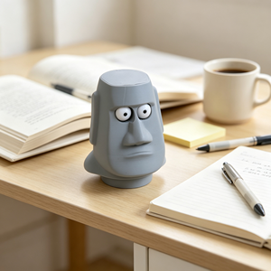 Figura de Cabeza de Moái Impresa en 3D, Juguete Antiestrés con Ojos Saltones, Decoración Divertida para Escritorio, Regalo Creativo para Aliviar el Estrés - Product Image 2