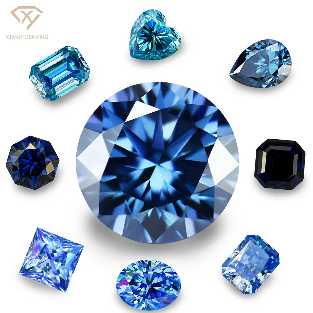 Необычные яркие синие цветные серийные специальные камни асассанита 1ct-10ct VVS Муассанит