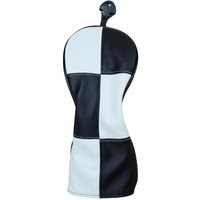 Housse de tête de club de golf en forme de baril, en PU souple noir, motif galets, 460 CC, avec doublure en peluche et porte-tee de golf