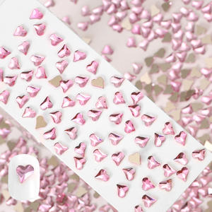 Strass en <span class=keywords><strong>verre</strong></span> 3D ronds, roses, à fond plat, en forme de cœur incliné, écologiques, thermocollants, <span class=keywords><strong>pour</strong></span> chaussures - Product Image 4