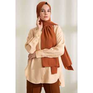 Chal de Seda Medina Color Tabaco, Bufanda Larga para Mujer, Elegante Accesorio de Moda para la Cabeza - Product Image 3