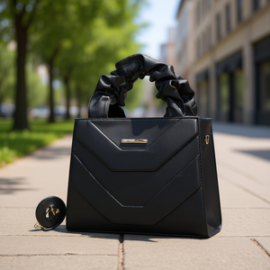 Borsa di Lusso in Pelle da Donna Fana Imala, Nera con Chiusura Geometrica, Stile Estivo - Product Image 2