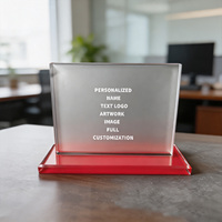 Plaque en cristal givré avec base rouge, gravure de texte personnalisée Neelpure 187154 pour les employés exceptionnels