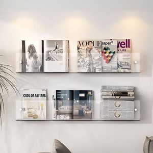 Estante <span class=keywords><strong>de</strong></span> Acrílico Transparente <span class=keywords><strong>para</strong></span> Pared, <span class=keywords><strong>para</strong></span> Exhibir Revistas, Libros y Pósters en un Hogar u Oficina Modernos - Product Image 2