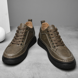 Baskets montantes rétro pour hommes, style automne, semelle épaisse de 8 cm pour une hauteur accrue, chaussures décontractées mi-montantes, doublure en maille, nouveau style tendance - Product Image 2
