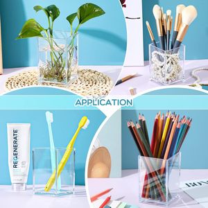 Porte-stylo en acrylique carré transparent, grande capacité, rangement de bureau pour usage scolaire et professionnel - Product Image 4