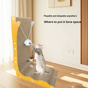 Griffoir pour chat en forme de L <span class=keywords><strong>avec</strong></span> <span class=keywords><strong>lit</strong></span> <span class=keywords><strong>intégré</strong></span>, design moderne et minimaliste, résistant à l'usure, en carton ondulé de haute densité, ne perd pas ses fibres - Product Image 3