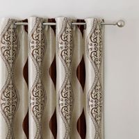 Tissu de rideau occultant jacquard fleuri de luxe, rideaux occultants marron pour le salon