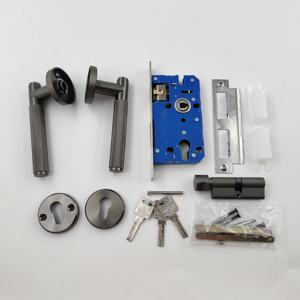 Manijas de Puerta de Entrada Clásicas Modernas de Lujo, Juego de Manijas de Palanca con Diseño Moleteado, Privacidad Interior, Color Negro y Dorado, con Cerradura - Product Image 5