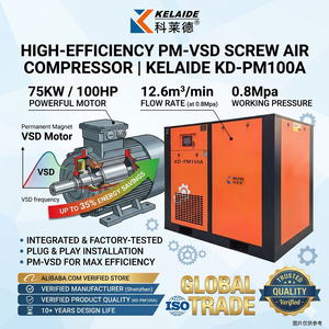 Compresseur d'air rotatif à vis à aimant permanent Clyde 75KW 100HP VFD 0,8Mpa à entraînement direct, compresseur d'air industriel à économie d'énergie - Product Image 4