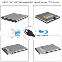 Unidad Óptica Externa Delgada, Grabadora de Blu-Ray, Reproductor de DVD/CD USB 3.0, Lector/Escritor de Blu-Ray 3D para Computadora de Escritorio/Portátil, Bandeja de Caché de 2 MB