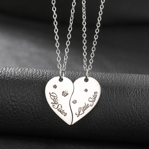 Collier cœur en acier inoxydable pour meilleures amies, ensemble cadeau pour sœurs - Product Image 2