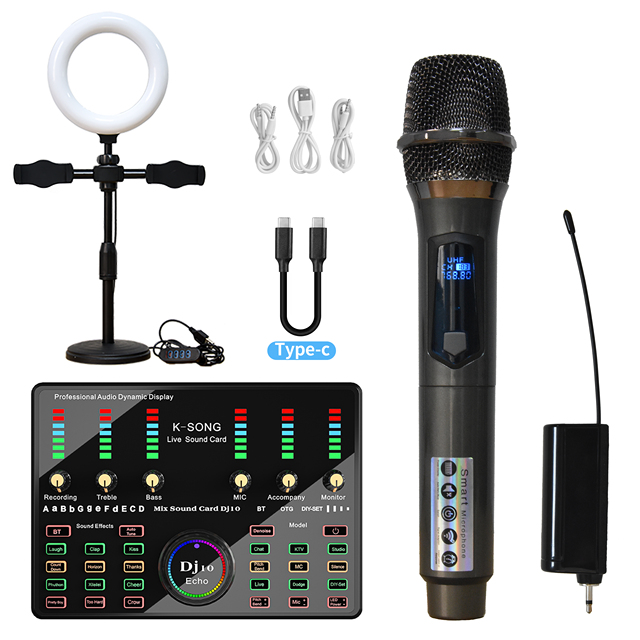 Factory Direct Condenser Microphone Bundle DJ10 Live Sound Card Set for Webcast Studio Recording Broadcasting Singing