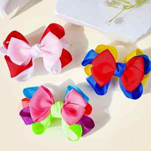 Colorful Bow <b>Hair</b> <b>Clips</b> Girls <b>Double</b> <b>Layer</b> Ribbon Barrettes Sweet Fabric <b>Hair</b> Accessories Kids Handmade <b>Hair</b> <b>Clips</b> Wholesale - Product Image 3