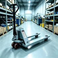 Chariot à palettes manuel compact et hydraulique, efficace pour le transport de marchandises dans les parcs logistiques