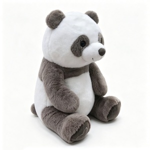 Customized Gray Panda Plush Toy, Sitting Panda Stuffed Animal <b>Cute</b> Panda Plushie, Soft Black-and-White Panda Plush - Product Image 3