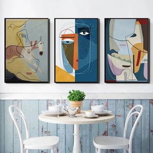 Peinture abstraite moderne de <span class=keywords><strong>Picasso</strong></span>, peinture de visage en forme de puzzle, affiches géométriques, impressions, art mural, image, peinture sur toile - Product Image 1