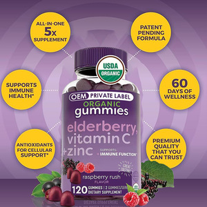 Suplemento dietético natural personalizado con logotipo <span class=keywords><strong>OEM</strong></span> ODM, caramelos de gomitas de vitamina C Elderberyy con zinc, compatible con la función inmune - Product Image 3