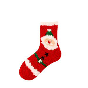 Nouvelles chaussettes de Noël automne-<span class=keywords><strong>hiver</strong></span> 2026, mignonnes, colorées, rayées, en polaire corail, avec logo sur le revers, taille unique, pour femmes, décontractées, vente en gros - Product Image 4