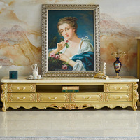 Europäischer Luxus Gold Marmor Couch tisch mit TV-Schrank Modernes Design Kleine Wohnung Neue französische Wohnzimmer möbel