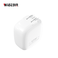 Chargeur mural WISESIR 65W Premium GaN USB-C PD 3.0 à charge rapide PPS, efficacité 92%, pour mobile, ordinateur portable, voyage, usage domestique