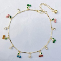 Gelang Kaki JML Amulet Mata Iblis Turki dengan Mawar Vintage, Hadiah Hari Valentine, Gelang Rantai yang Dapat Disesuaikan