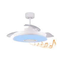 Tuya Smart LED ventilateur de plafond avec télécommande pour haut-parleur Bluetooth fonction rétractable et lumière pour la maison ou le bureau