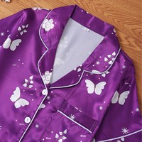 Ensemble de pyjama d'été pour femmes, respirant, en satin, col rabattu, imprimé papillon et fleurs, manches courtes, shorts, ODM