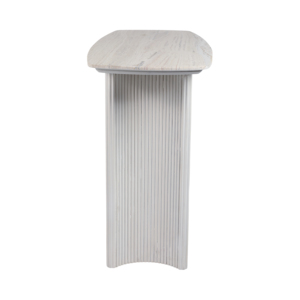 Consolle con Piano in Travertino e Base Scanalata in Legno di Mango per Ingresso e Soggiorno - Product Image 3