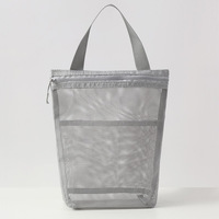 Sac de rangement de bain Portable pochette de maquillage de voyage sac de douche en maille femmes drainant l'eau salle de bain natation trousse de toilette avec poignée