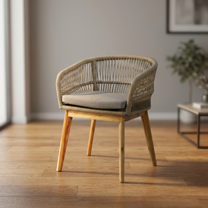 Fauteuil à bascule d'extérieur durable et écologique au design moderne avec support en bois - Chaise de bistrot minimaliste résistante aux intempéries pour villa - Product Image 5