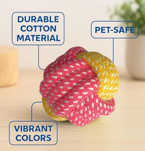 Jouet pour chien en corde de coton tressée multicolore, résistant aux morsures, pour nettoyer les dents, balle pour animaux de compagnie, jouets pour chiens agressifs - Product Image 3