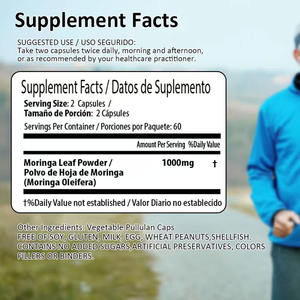 Cápsulas de Moringa 100% Naturales de Alta Calidad, Suministro de Fábrica de Marca Privada, Cápsulas de Moringa en Polvo a Granel - Product Image 2