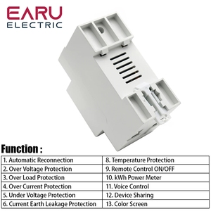 Interruptor Diferencial Inteligente Tuya <span class=keywords><strong>de</strong></span> 63A CA 230V con Medidor <span class=keywords><strong>de</strong></span> Energía kWh, Protecció<span class=keywords><strong>n</strong></span> Contra Sobretensió<span class=keywords><strong>n</strong></span>, Baja Tensió<span class=keywords><strong>n</strong></span> y Fugas a Tierra - Product Image 5