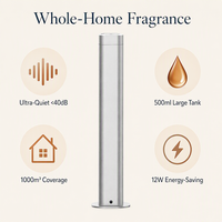 Diffuseur de parfum sur pied en alliage d'aluminium 500ml 600 1000m² Télécommande Minuteur 8H Anti-séchage Prise US EU UK Hôtel OEM Noir Argent